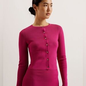 Ted Baker Brylle Pink Fitted Cropped Cardigan